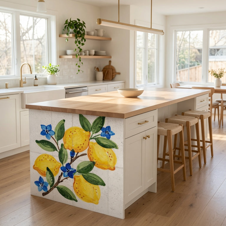 Mediterranean Lemon Backsplash Tile Stickers, Amalfi Coast Lemon Backsplash- L77