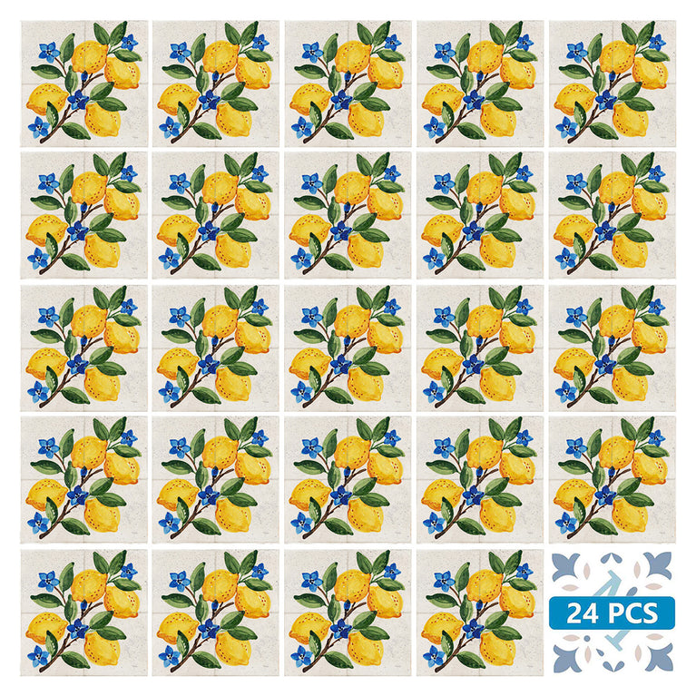 Mediterranean Lemon Backsplash Tile Stickers, Amalfi Coast Lemon Backsplash- L77