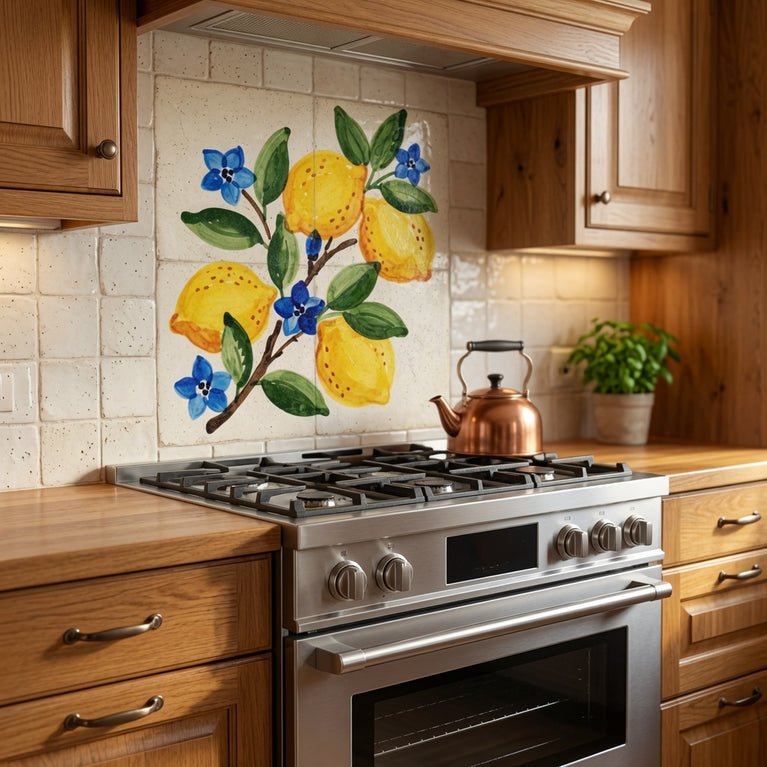 Mediterranean Lemon Backsplash Tile Stickers, Amalfi Coast Lemon Backsplash- L77