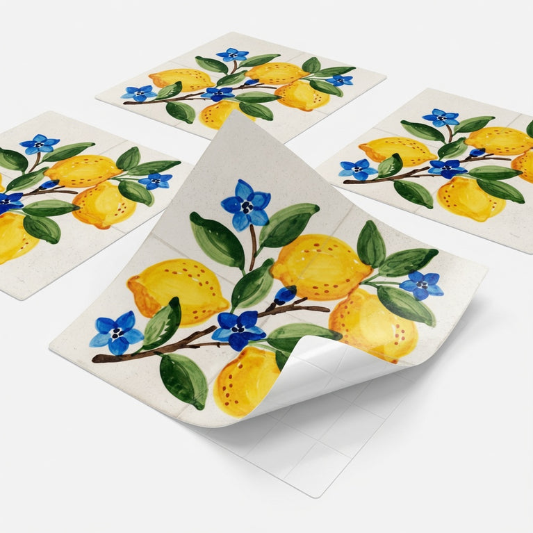 Mediterranean Lemon Backsplash Tile Stickers, Amalfi Coast Lemon Backsplash- L77
