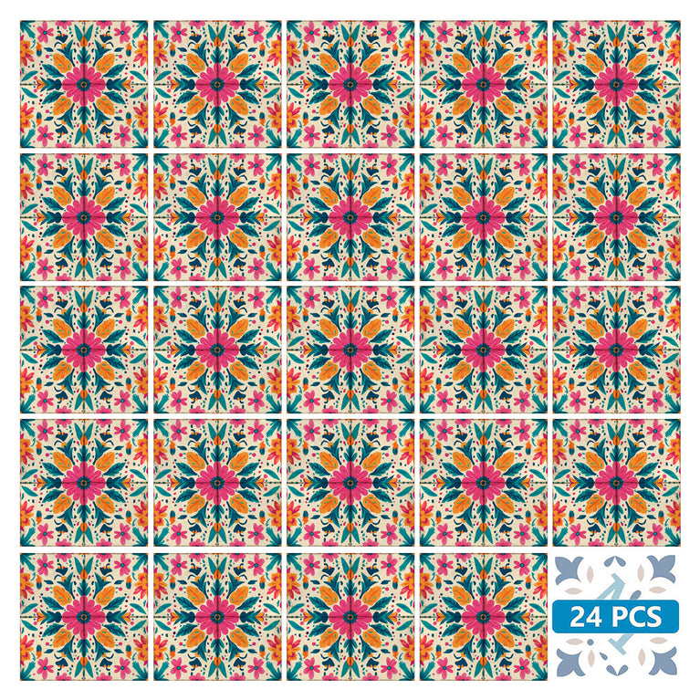 Floral Vintage Colorful Retro Design Multicolor beautiful backsplash Model - L81
