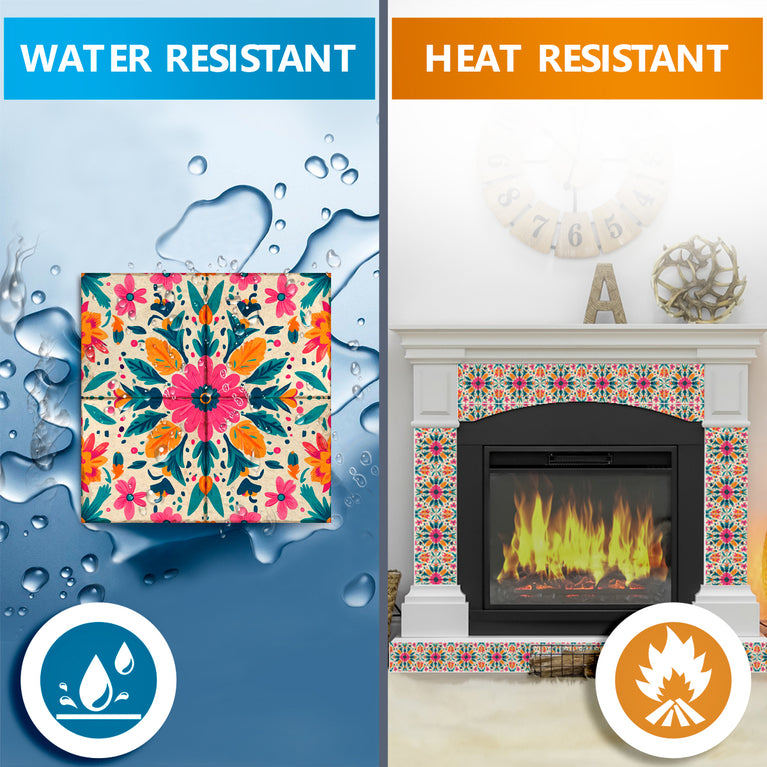 Floral Vintage Colorful Retro Design Multicolor beautiful backsplash Model - L81