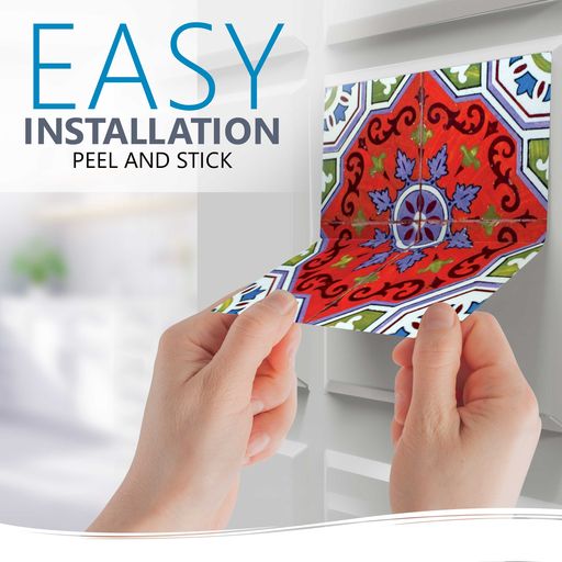 Red and Green pop of color Tile Stickers easy to install yourself Model - H3