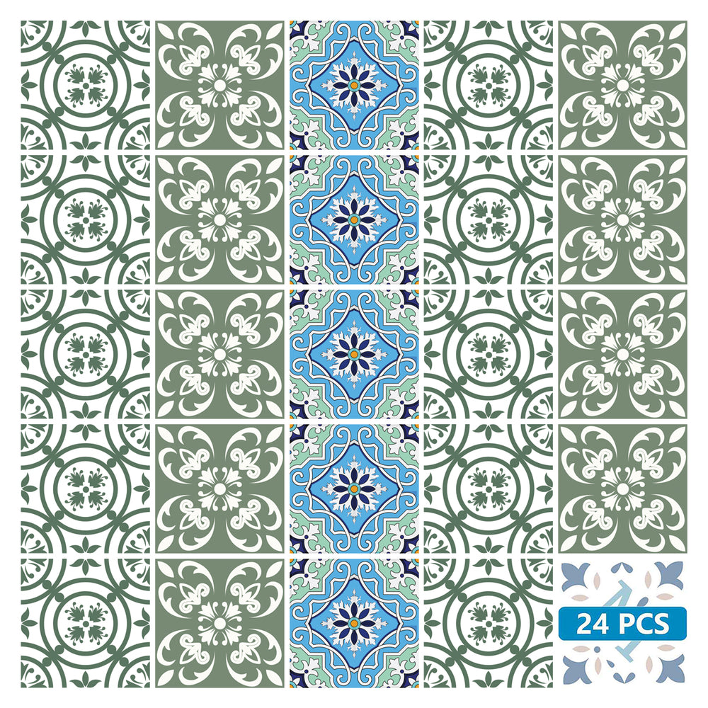 Different patterns Blue and Green Tile Stickers DIY kitchen backsplash Model- N5