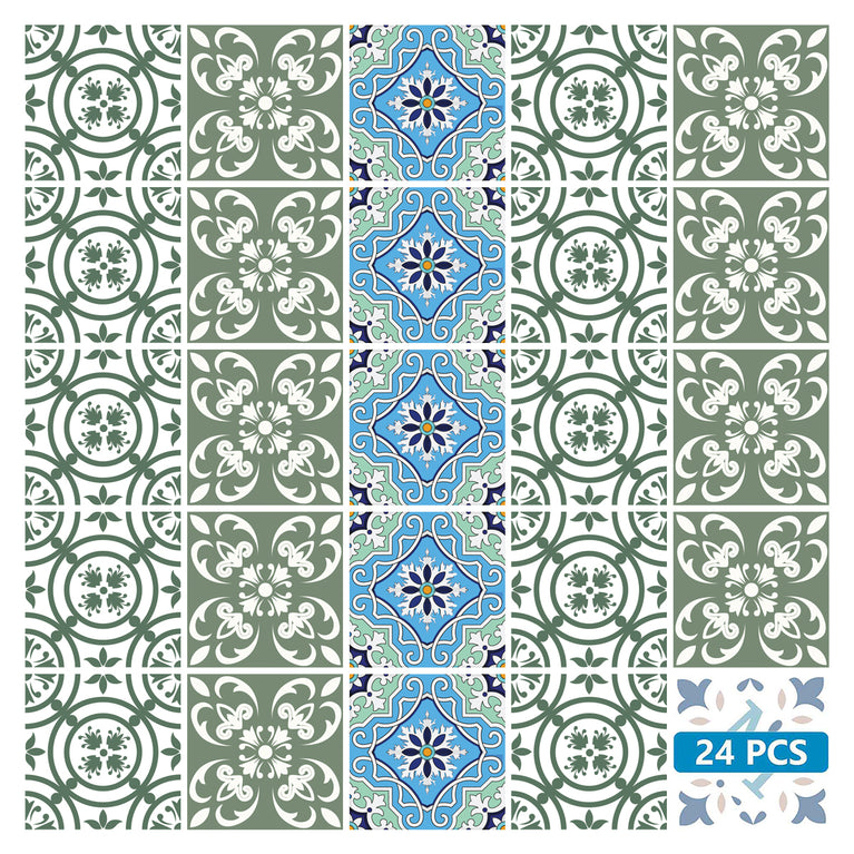 Different patterns Blue and Green Tile Stickers DIY kitchen backsplash Model- N5