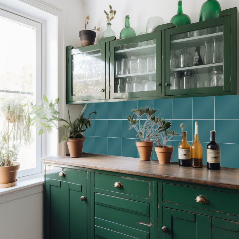 Single Color Solid Blue tile stickers for home renovation Model - PW11