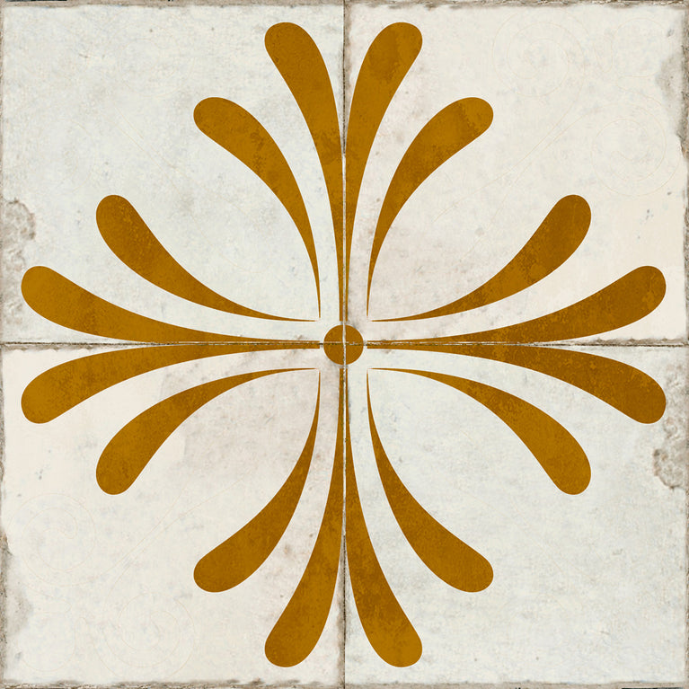 Beige Gold Vintage Flower Design Tile Stickers Model - R104