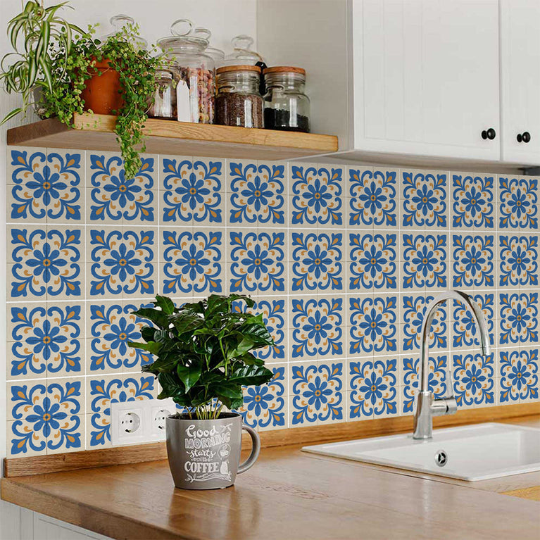 Authentic Pattern Style Blue and GoldLook renovate your kitchen Model - R107