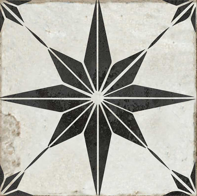 Transform Your Space  Easy-to-Apply Removable Floor Tile Stickers for Renters Black and White Star Model - R11