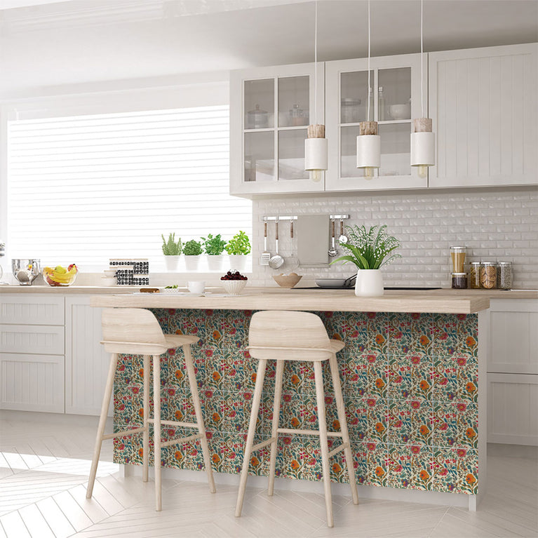 Flowers Colorful Blooming Tile Stickers Wallpaper Decal Model - R128