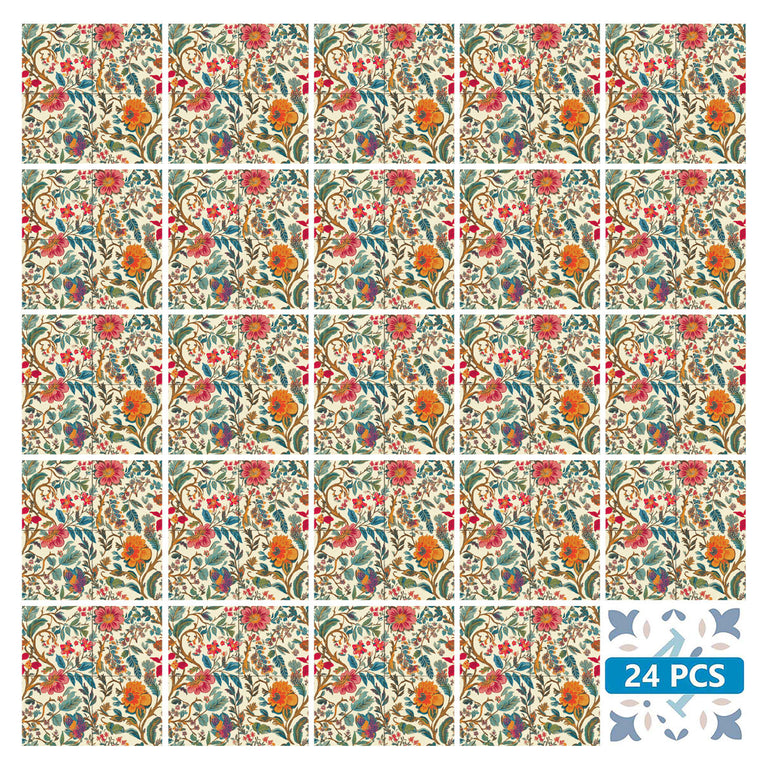 Flowers Colorful Blooming Tile Stickers Wallpaper Decal Model - R128