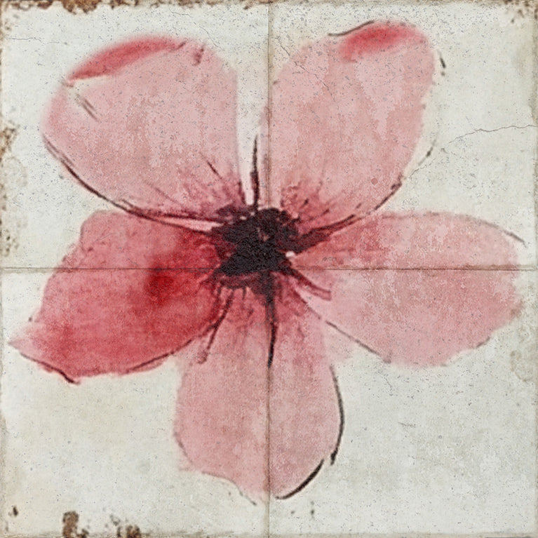 Pink Floral Peel and Stick Tile Stickers – Heat & Water Resistant for Fireplace Surrounds, Bathtubs, and Kitchen Backsplashes Model - R146