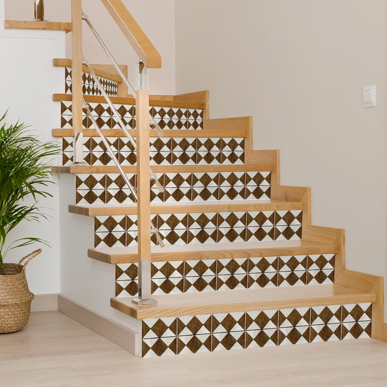 Rustic brown tile ideas for warm Tile Self-adhesive tiles Peel and stick stair treads Vintage tile Kitchen Trends brown tile backsplash Model -R152