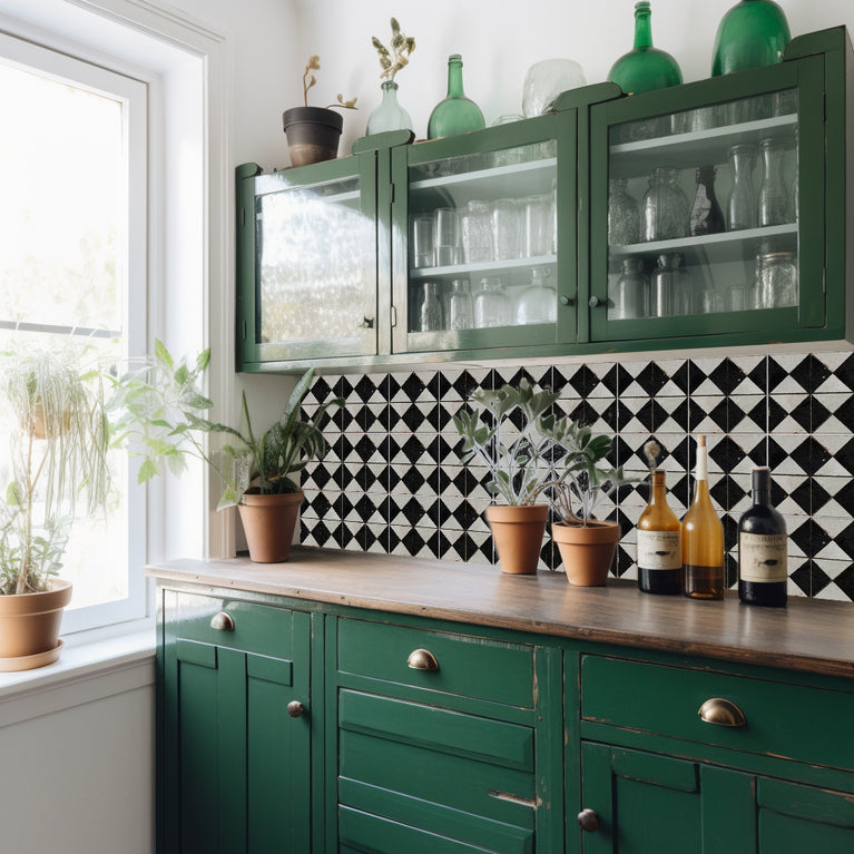 Beige Black Rhombus Rustic Tile Stickers Transform Your Kitchen With DIY Peel And Stick Backsplash- The Classic Look Bring Back Retro Model - R159