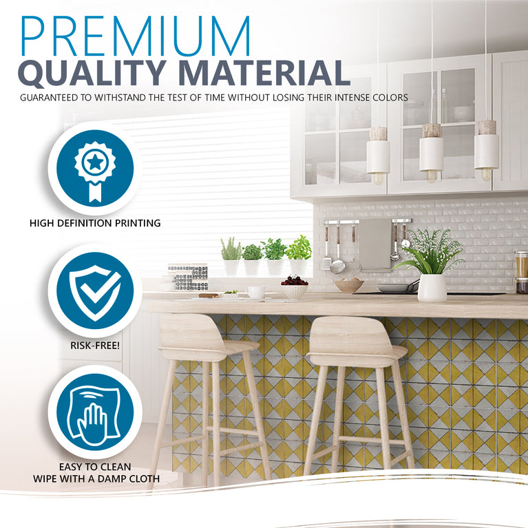Yellow triangular pattern Tile Self-adhesive tiles Peel and stick stair treads Vintage tile, Kitchen Trends Vintage Decor Model -R160