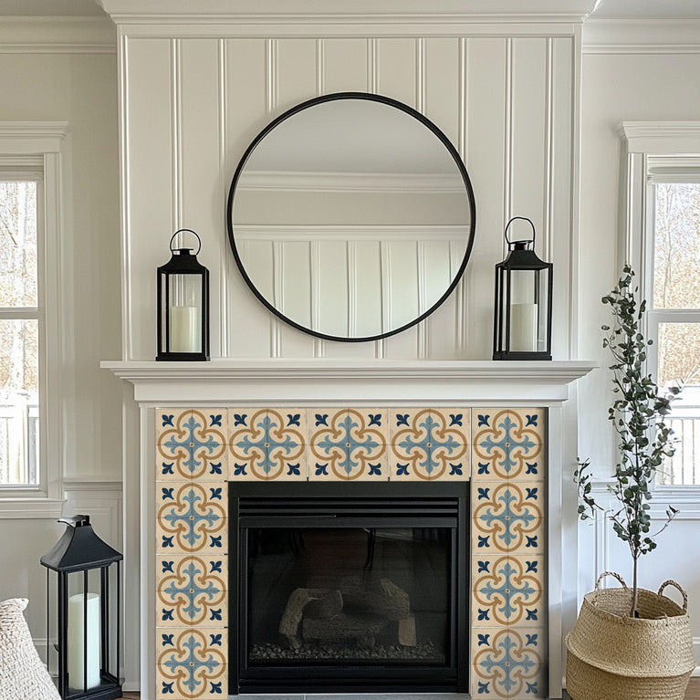 Rustic Old Vintag Beige Blue Pattern for Wall backsplash Model - R192