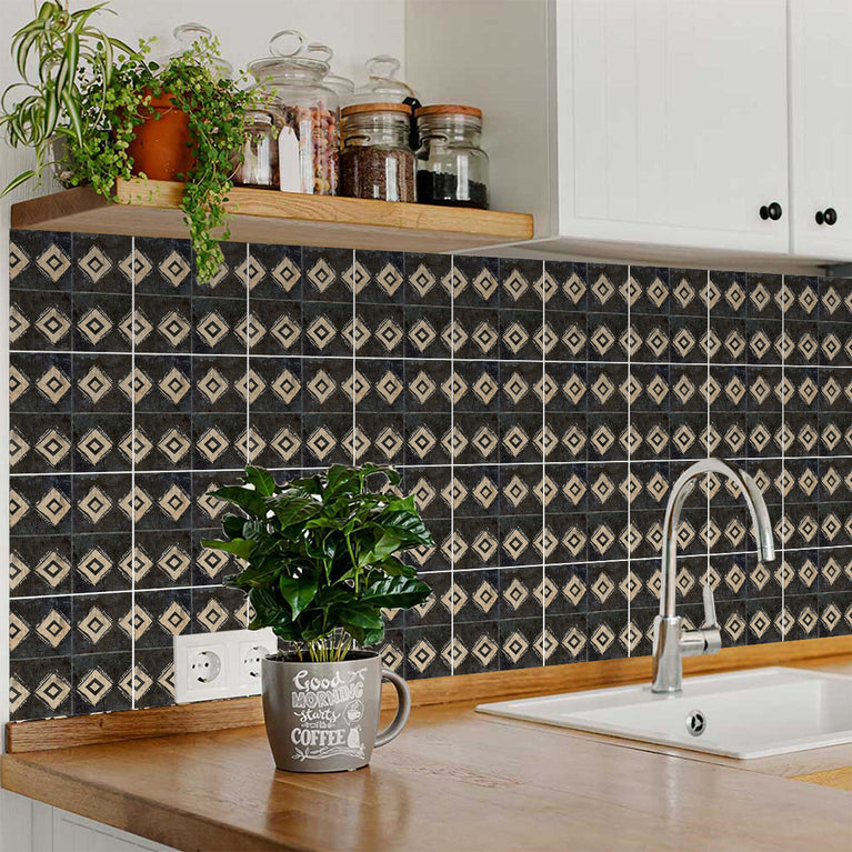 Black Rustic Tile Stickers Transform Your Kitchen With DIY Peel And Stick Backsplash- The Classic Look Bring Back Retro Model - R201