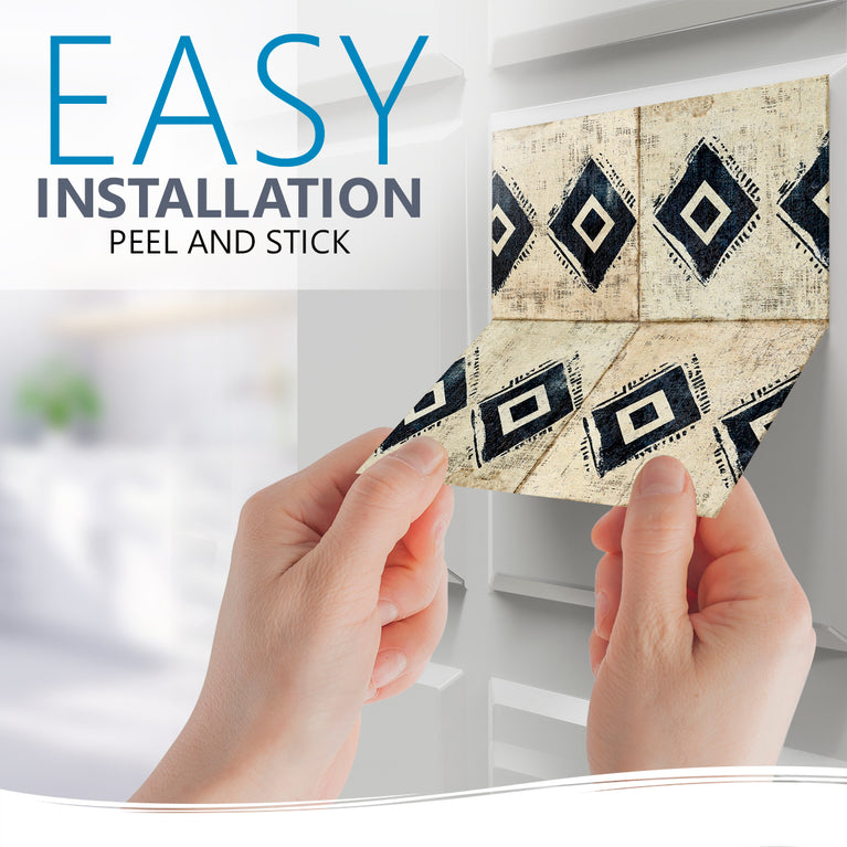 Beige Black Rhombus Rustic Tile Stickers Transform Your Kitchen With DIY Peel And Stick Backsplash- The Classic Look Bring Back Retro Model - R202