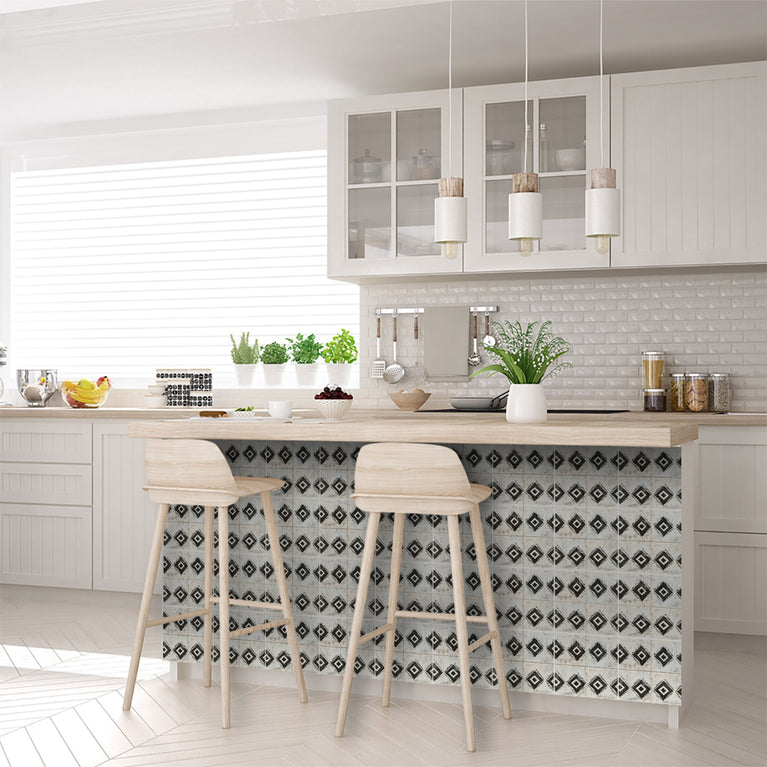 Beige Black Rhombus Rustic Tile Stickers Transform Your Kitchen With DIY Peel And Stick Backsplash- The Classic Look Bring Back Retro Model - R203