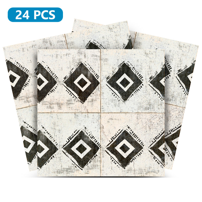 Beige Black Rhombus Rustic Tile Stickers Transform Your Kitchen With DIY Peel And Stick Backsplash- The Classic Look Bring Back Retro Model - R203