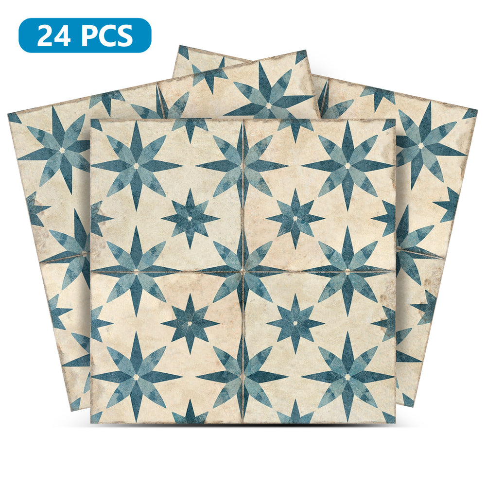 Green Stars Pattern Vintage Home Background Peel And Stick Tile Stickers Easy Installation Model - R205