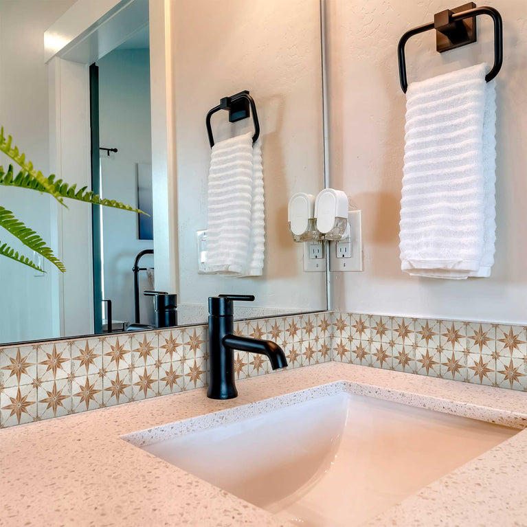 Vintage Gold Star peel-and-stick kitchen backsplash stylish bathroom tiles Model - R2