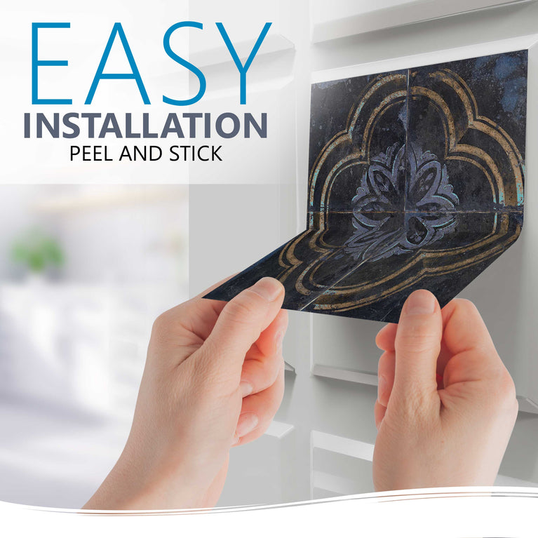 Easy to Install Tile Stickers for DIY Home Renovations Dark Blue and Bronze Model - R32