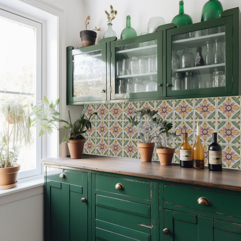 Rustic Flower Oramge Purple Backsplash for kitchen tiles makeover easy to install Model - R341
