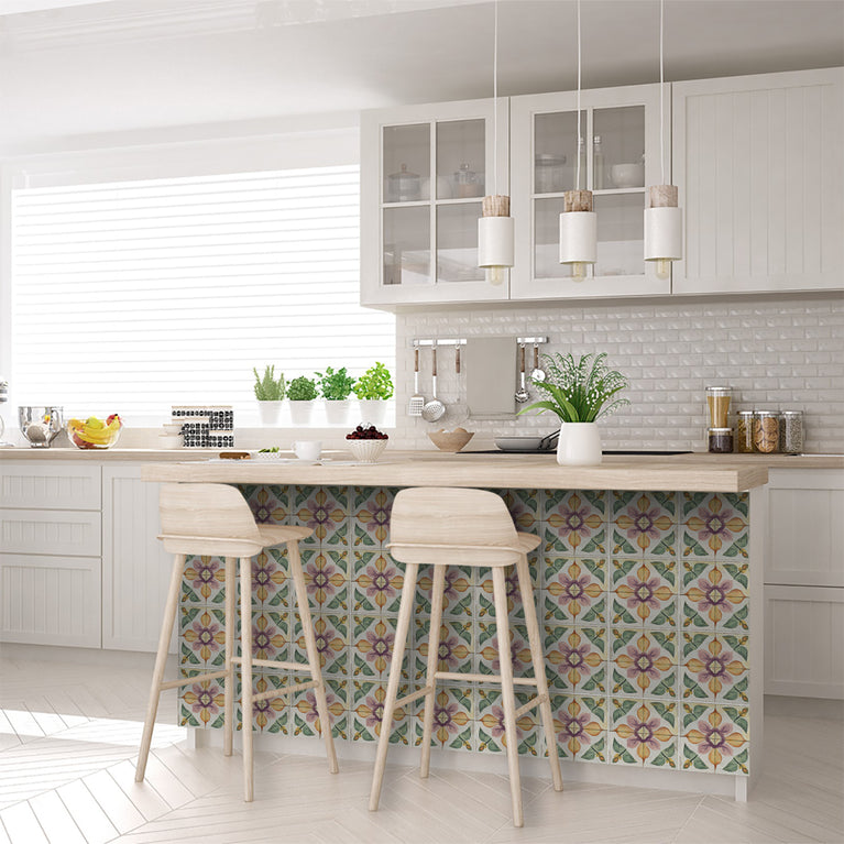 Rustic Flower Oramge Purple Backsplash for kitchen tiles makeover easy to install Model - R341