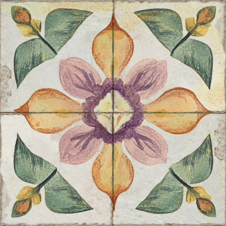 Rustic Flower Oramge Purple Backsplash for kitchen tiles makeover easy to install Model - R341