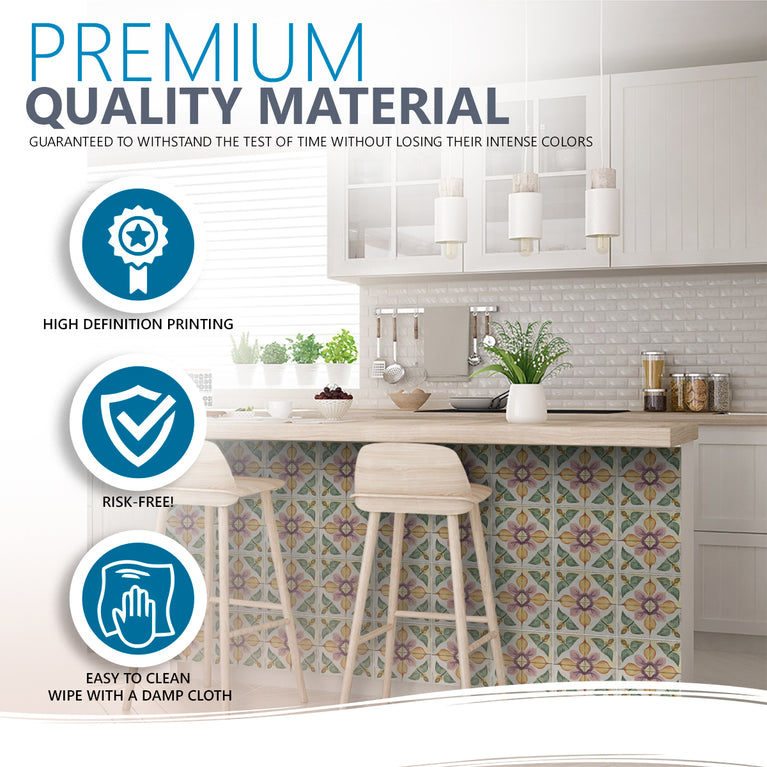 Rustic Flower Oramge Purple Backsplash for kitchen tiles makeover easy to install Model - R341