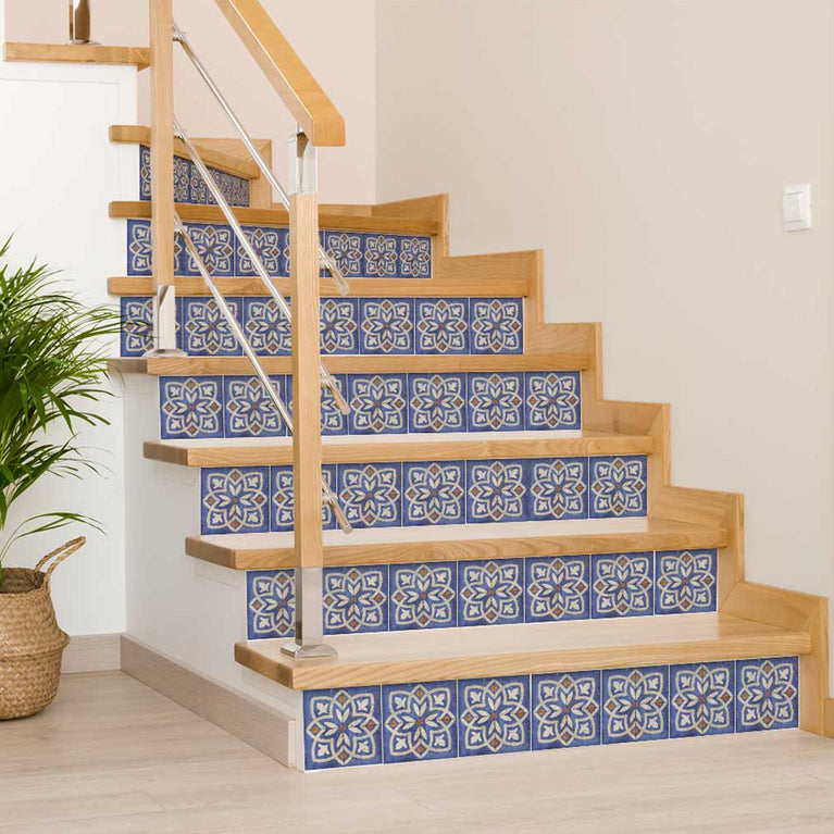 Blue Vintage Backsplash Tile Stickers easy to install for home decoration Model - R45