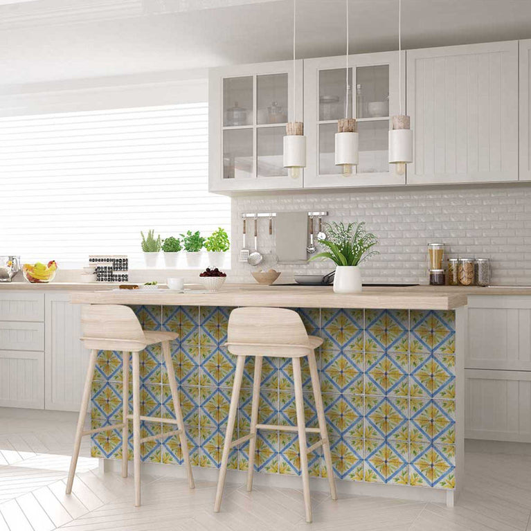 Vintage flower connecting pattern Easy-to-Install Tile stickers for kitchen Model - R49
