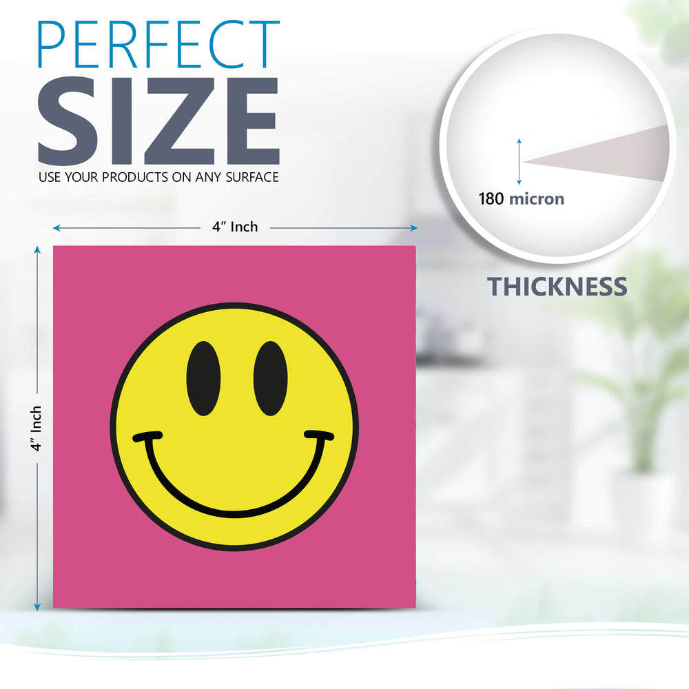 Yellow and Pink completing colors Peel and Stick smiley face Tile Stickers Model - E3