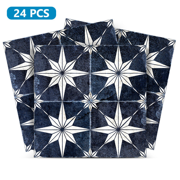 Stars Design Dark Blue Shade Peel And Stick Tile Stickers Model - R501