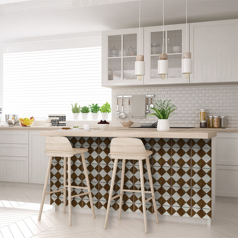 Rustic brown tile ideas for warm Tile Self-adhesive tiles Peel and stick stair treads Vintage tile Kitchen Trends brown tile backsplash Model -R152