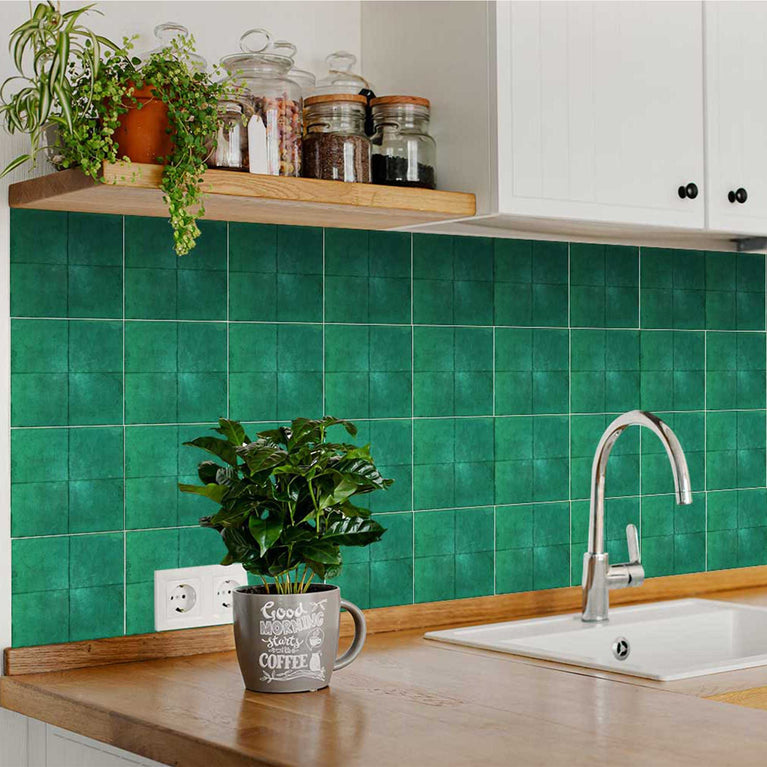 Green backsplash single color vintage Floor Tiles easy to install Model - R52