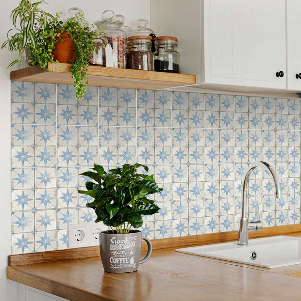 Pop of Style to Your Space with Tile Stickers light Blue Star Model - R5