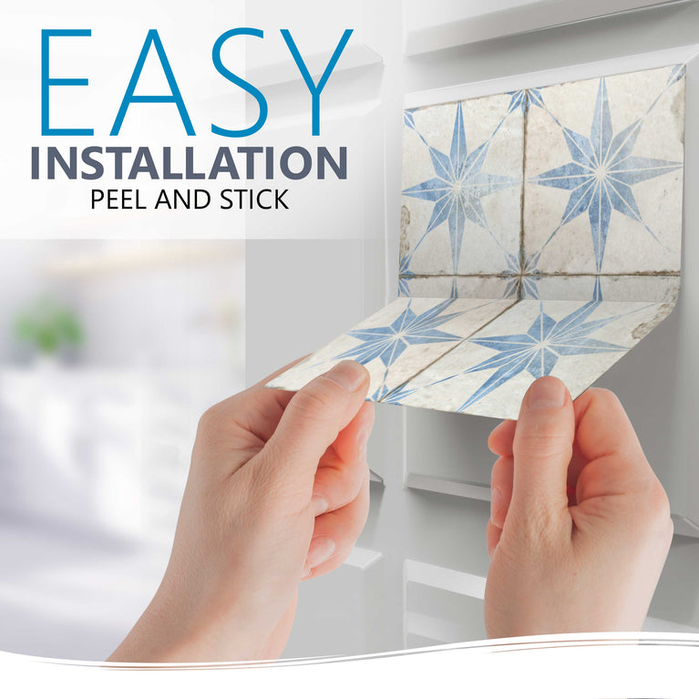 Add a Pop of Style to Your Space with Tile Stickers light Blue Star Model - R5