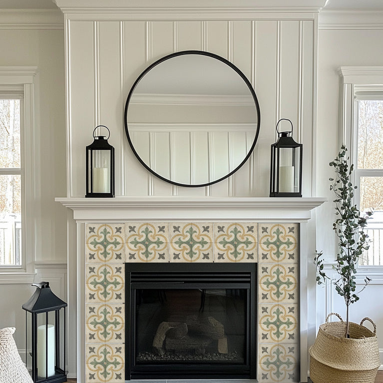 Peel and stick stair treads Green Pattern Peel and stick tile Kitchen Trends Vintage Decor Model - R6