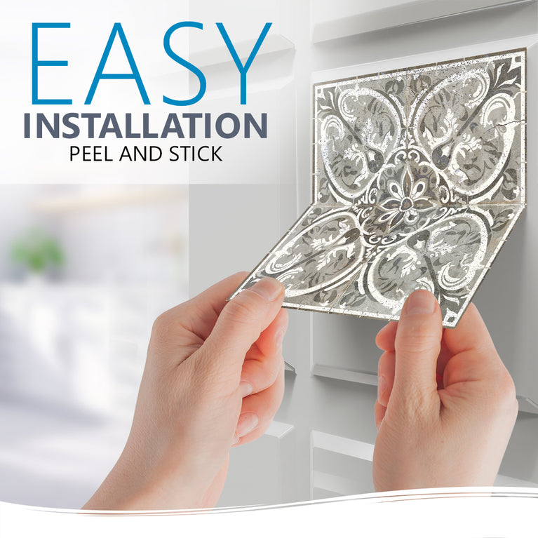 Silver Rustic Floral Style Peel And Stick Model - R71