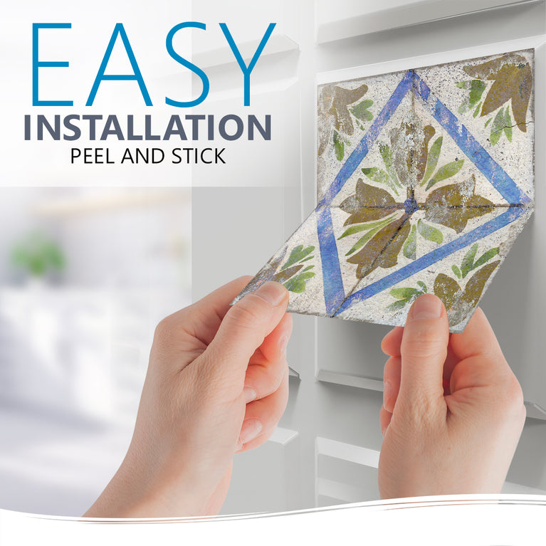 Floral Rustic Design Tile Stickers Peel And Stick Model - R72