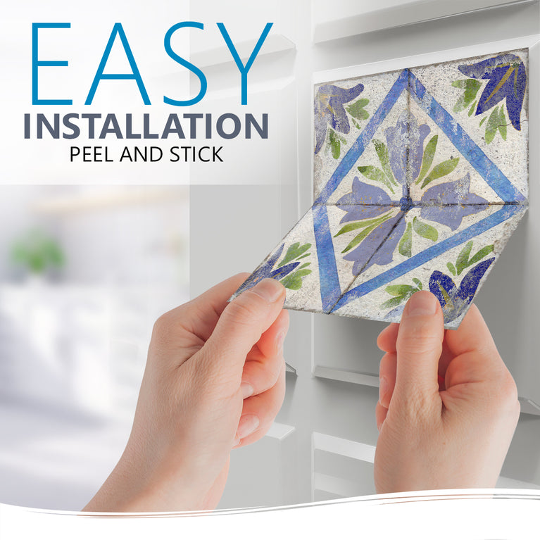 Floral Rustic Design Tile Stickers Peel And Stick Model - R73