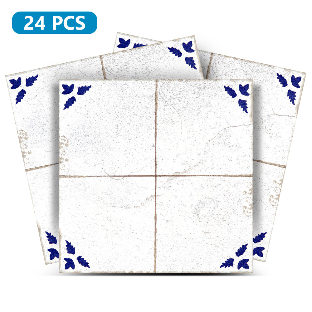 Delft Vintage Peel And Stick Tile Stickers delft fireplace surround Kitchen Tile Trends Model  - R84