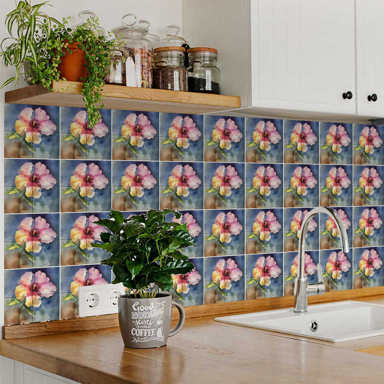 Floral Rustic Colorful Peel and Stick Tile Stickers Model - R96