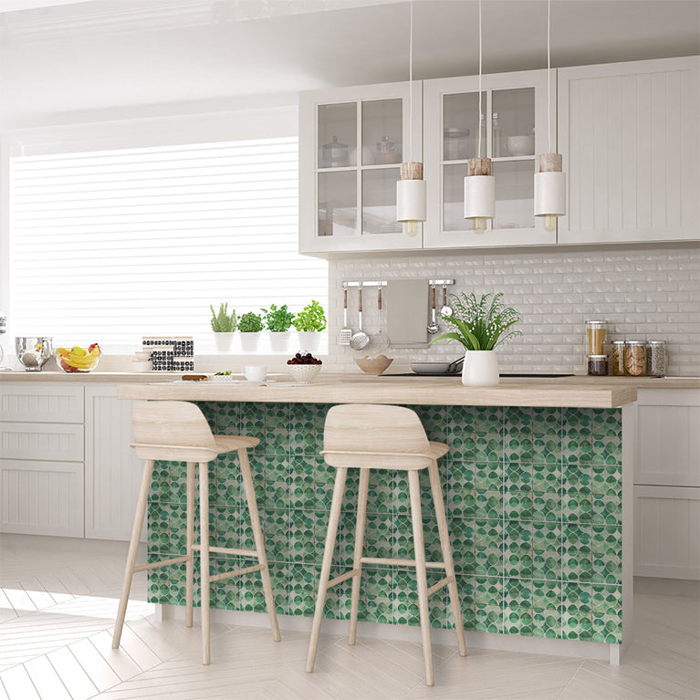 Green Emerald Vintage backsplash Tile Stickers for kitchen renewing Model- R98