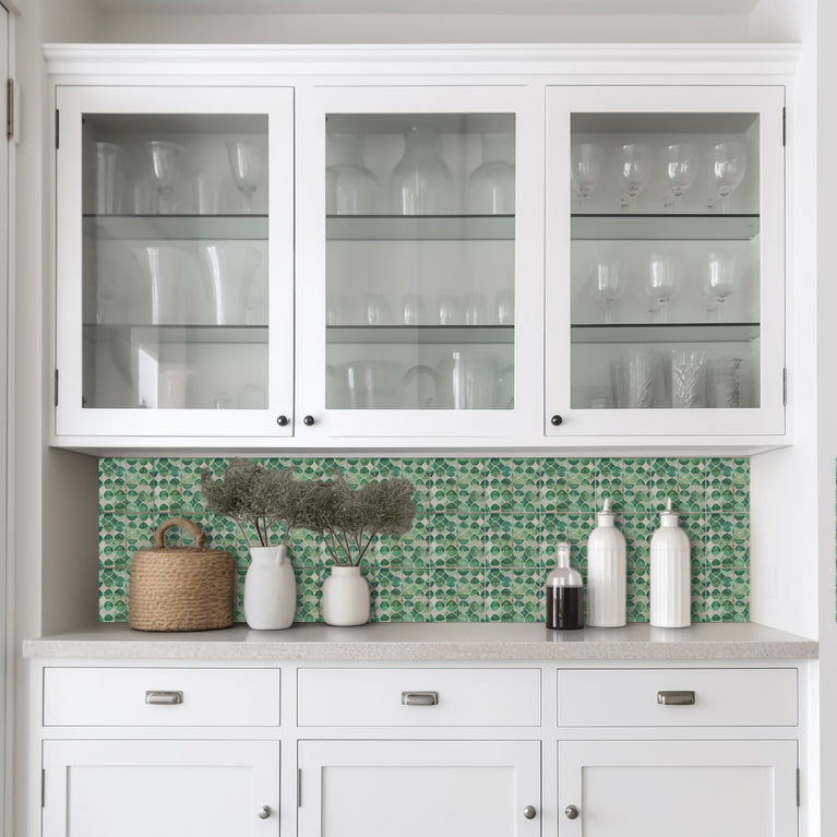 Green Emerald Vintage backsplash Tile Stickers for kitchen renewing Model- R98