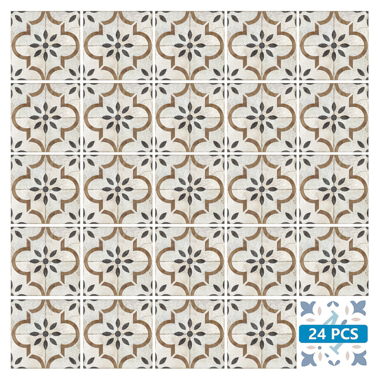 Vintage Rustic Peel and Stick Tile Stickers Brown Gray pattern wall paper Model - R99