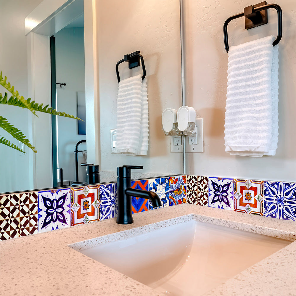 Multiple Patterns colorful vintage Backsplash easy installation Tile Stickers Model - S2
