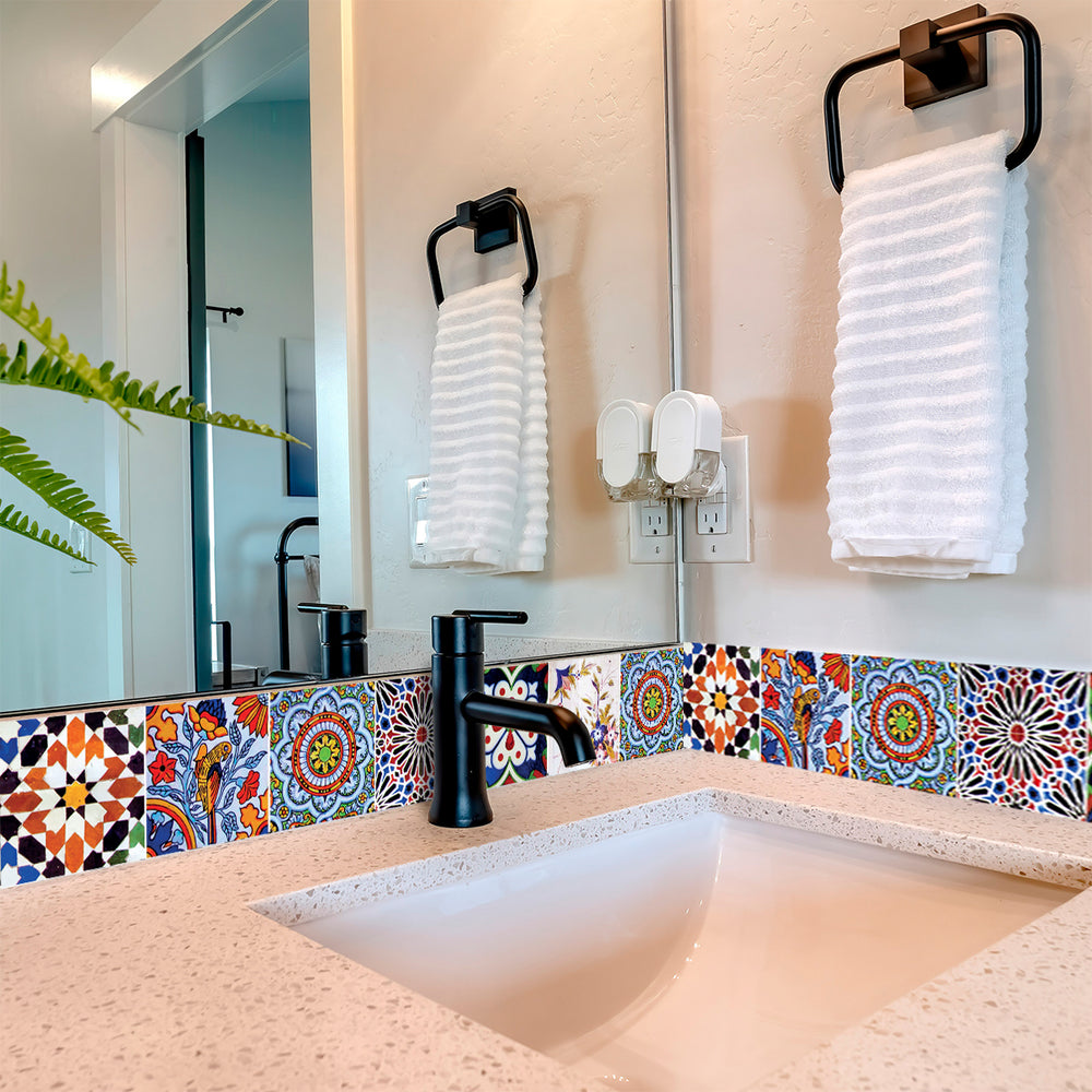 Multiple Patterns colorful vintage Backsplash easy installation Tile Stickers Model - S3